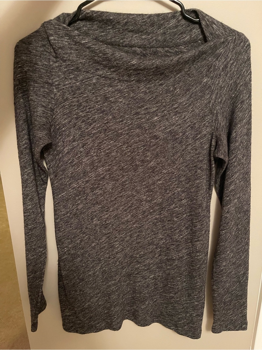 Eileen Fisher Bateau Neck Long Sleeve Charcoal Top Sz. PS